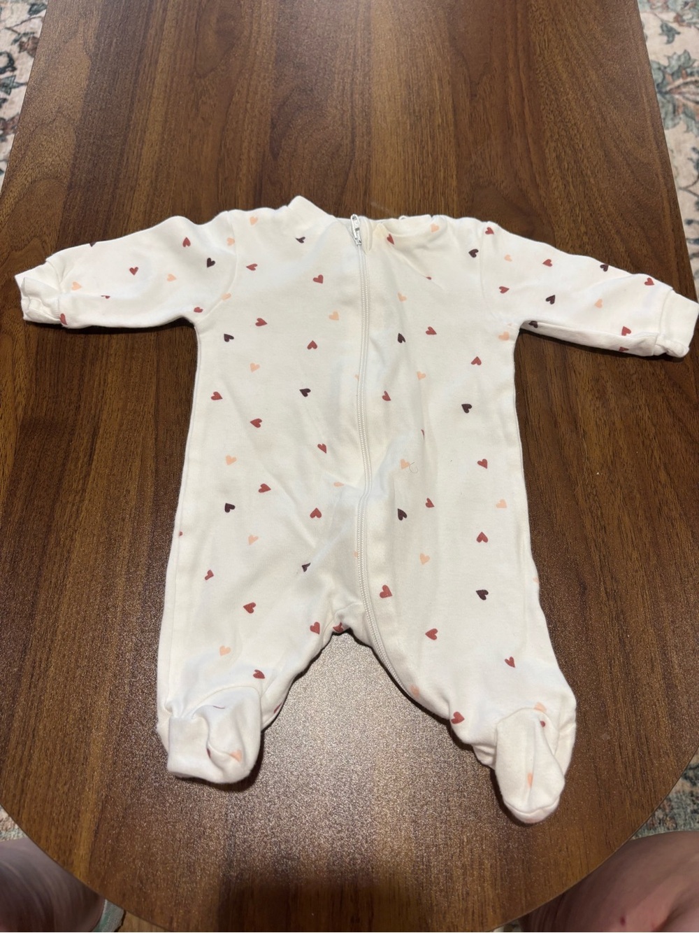 George White Footed One-Piece with Multi Heart Print